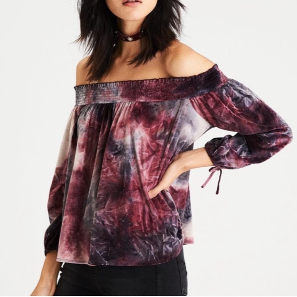 American Eagle Crushed Velvet Tie Dye Top